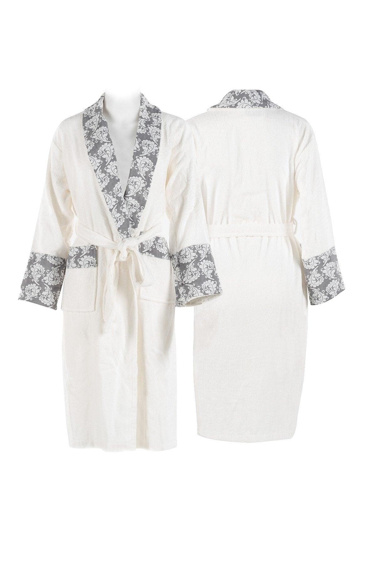 Set of 4 Bamboo Royal Double Family Bathrobes Offwhite-gray - Swordslife