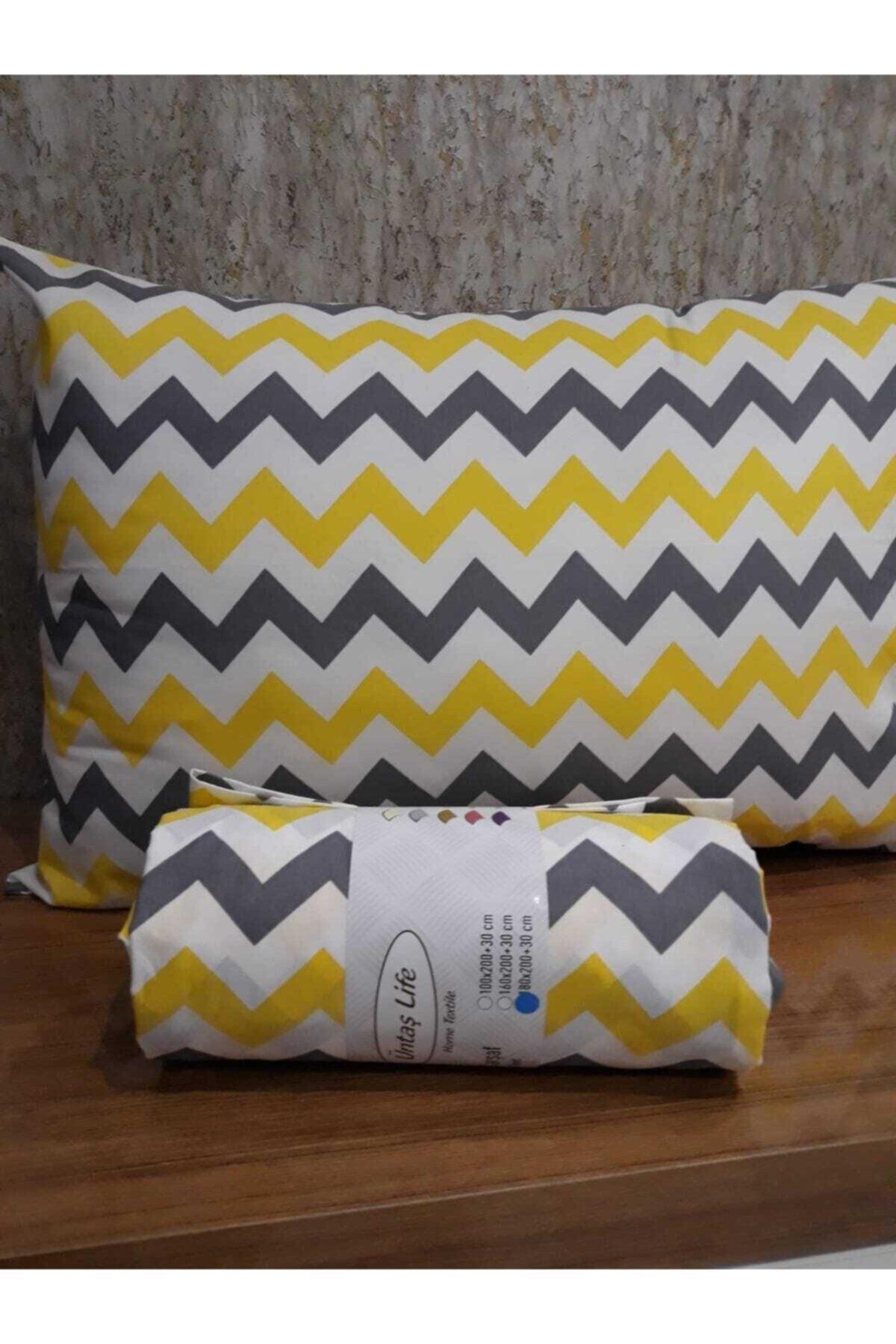 Life Double Elastic Bed Sheet + 2 Pillow Cases Yellow Gray Eczikzak30 - Swordslife