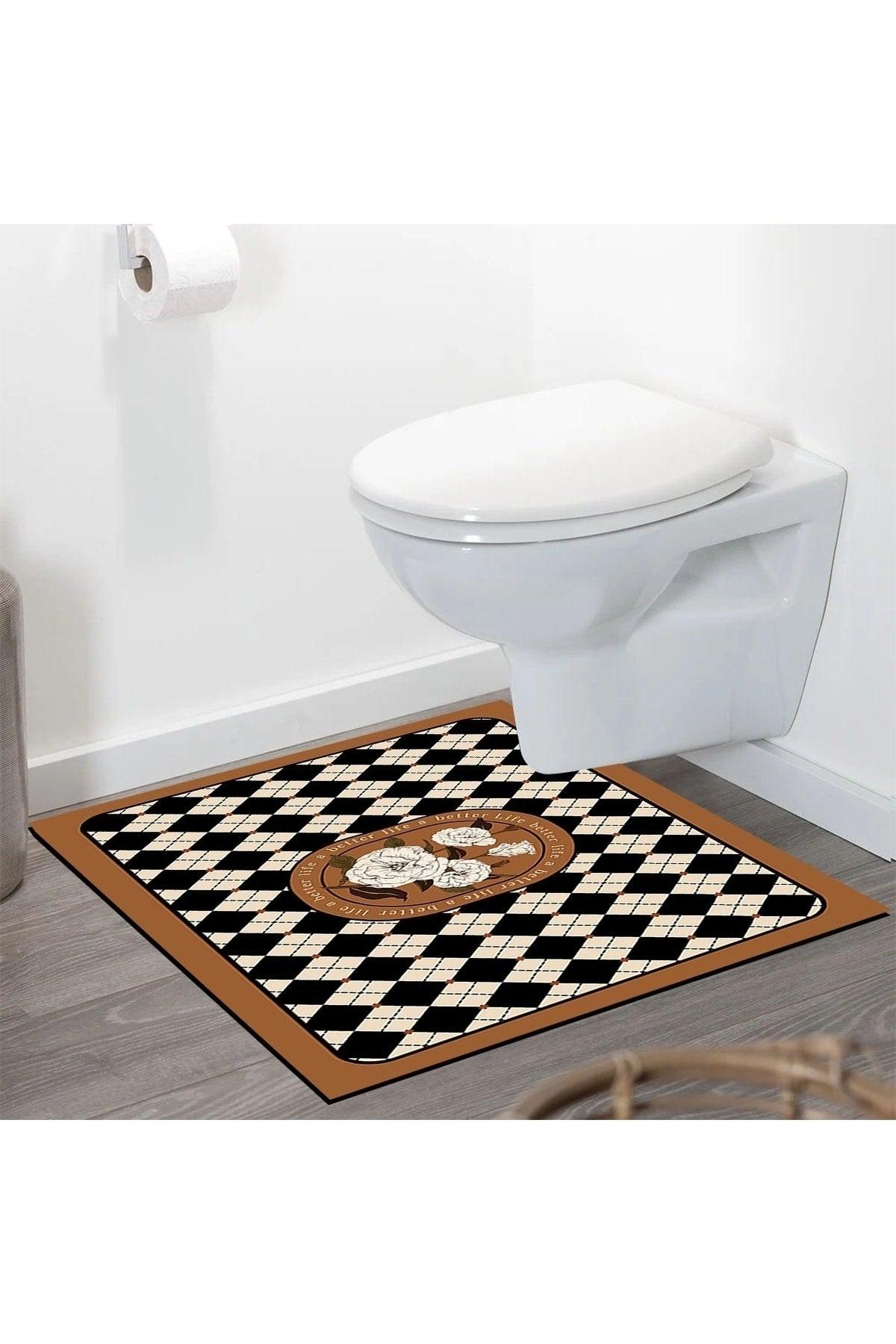 Osso Patterned Shower Front Square Bathroom Carpet Doormat Single Piece 60x60cm - Swordslife