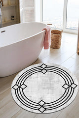Punto Non-Slip Dot Base Washable Non-Slip (100x100) Round Bath Mat And Bathroom Rug - Swordslife