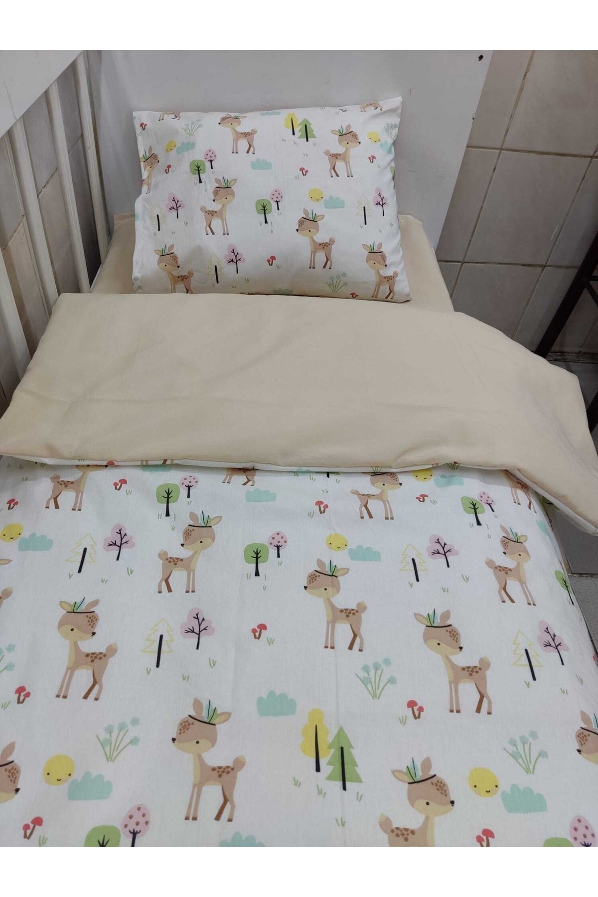 Cotton Baby Kids Duvet Cover Set 60x120 For Crib Roe Brown