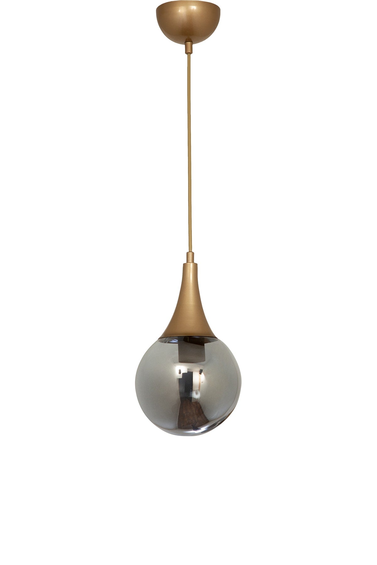 Single Drop Antiqued Round Smoked Glass Pendant Lamp Chandelier