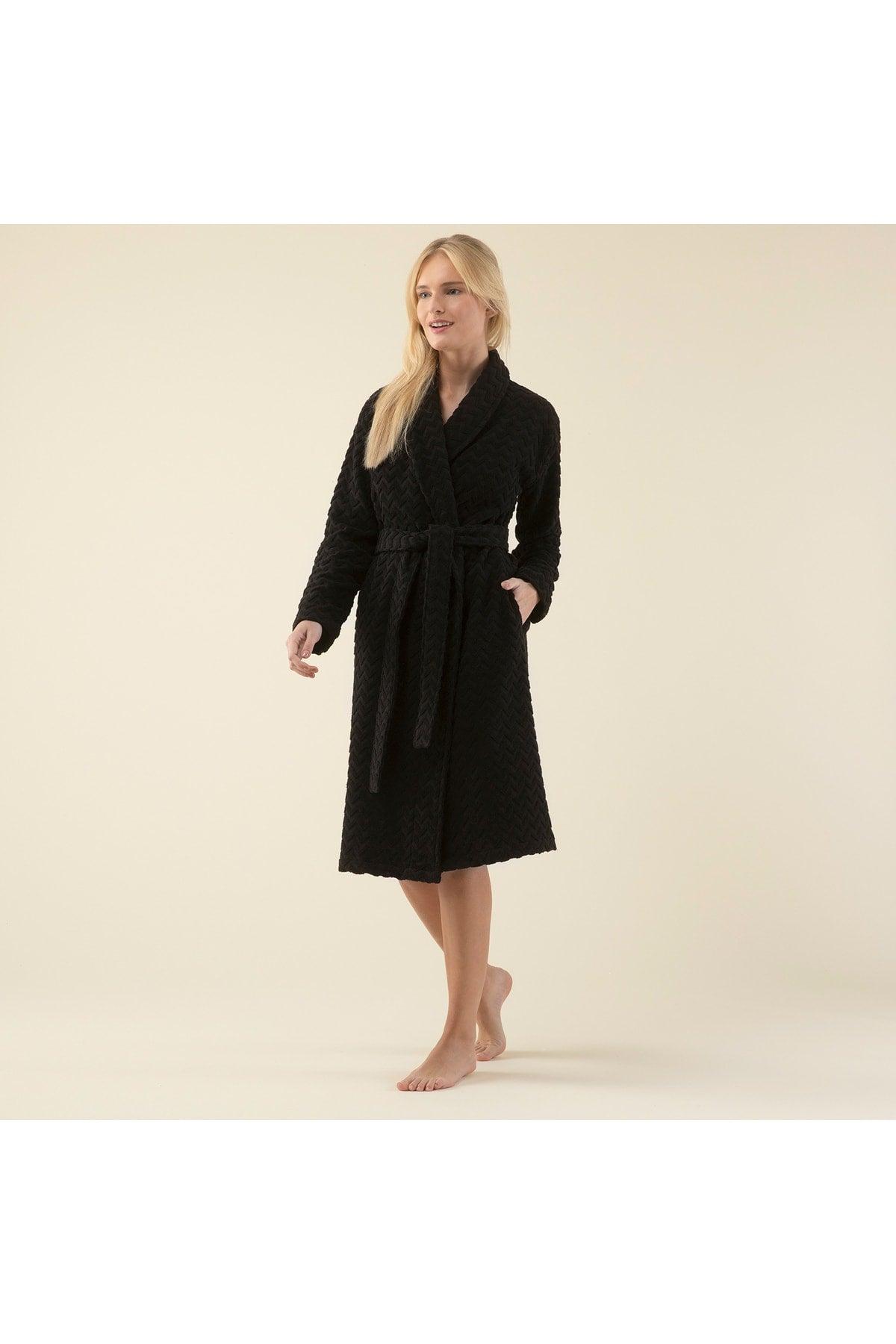 Zigzag Women's Bathrobe Black - Swordslife