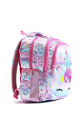 Master Pack Sim Unicorn Patterned Pink Color Baby Girl Backpack Primary School Bag With Food And Pencil Holder