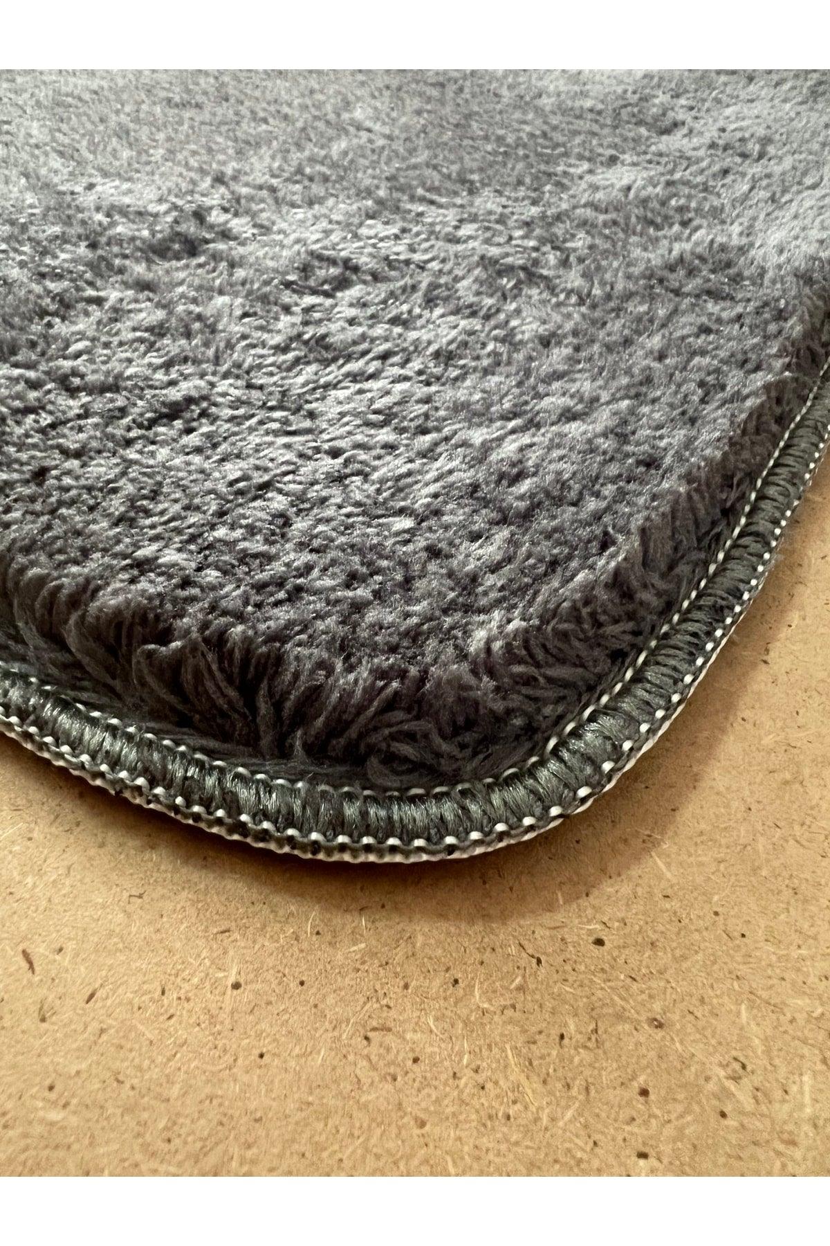 Bathroom Carpet Plush Post Carpet Oval Anthracite - Swordslife