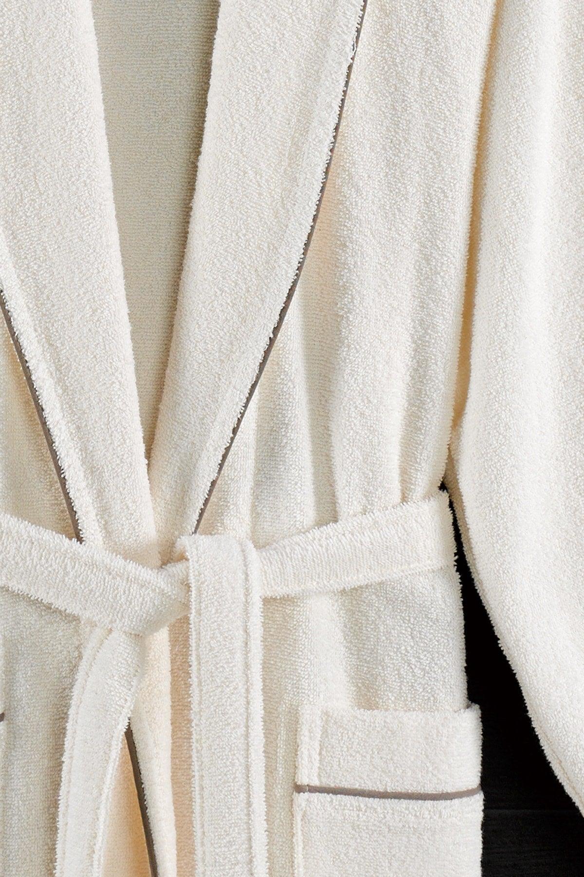 Unisex Prestige Shawl Collar Bathrobe Ecru - Swordslife