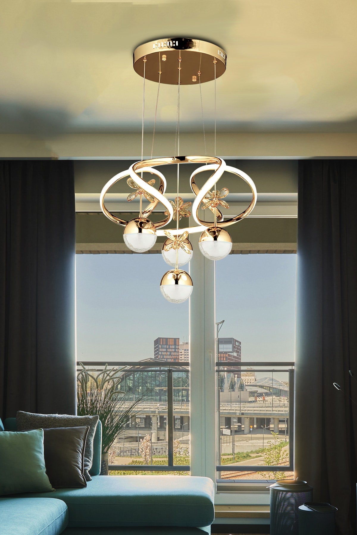 Modern Pendant Lamp Power Led Chandelier Butterfly Gold Yellow LED Chandelier