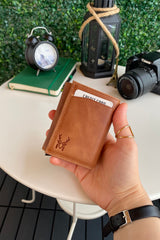 Pescol - Genuine Leather Rfid Protected Mechanism Taba Smart Card Holder / Wallet, Top Level Craftsmanship