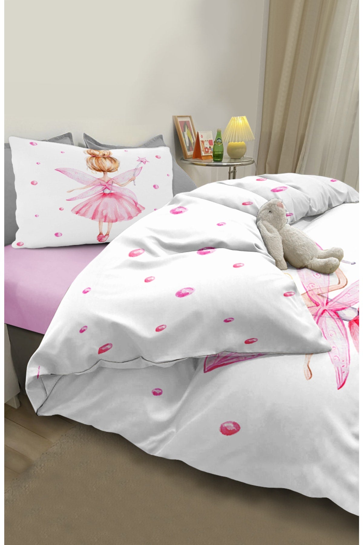 Ballerina Princess Fairy Girl Patterned Single Baby Kids Duvet Cover Set