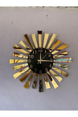Black Gold Mirrored Piano Wall Clock with Model Number - Swordslife