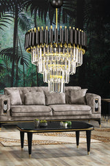 Palmira 45' Crystal Stone Luxury Chandelier - (BLACK-GOLD)