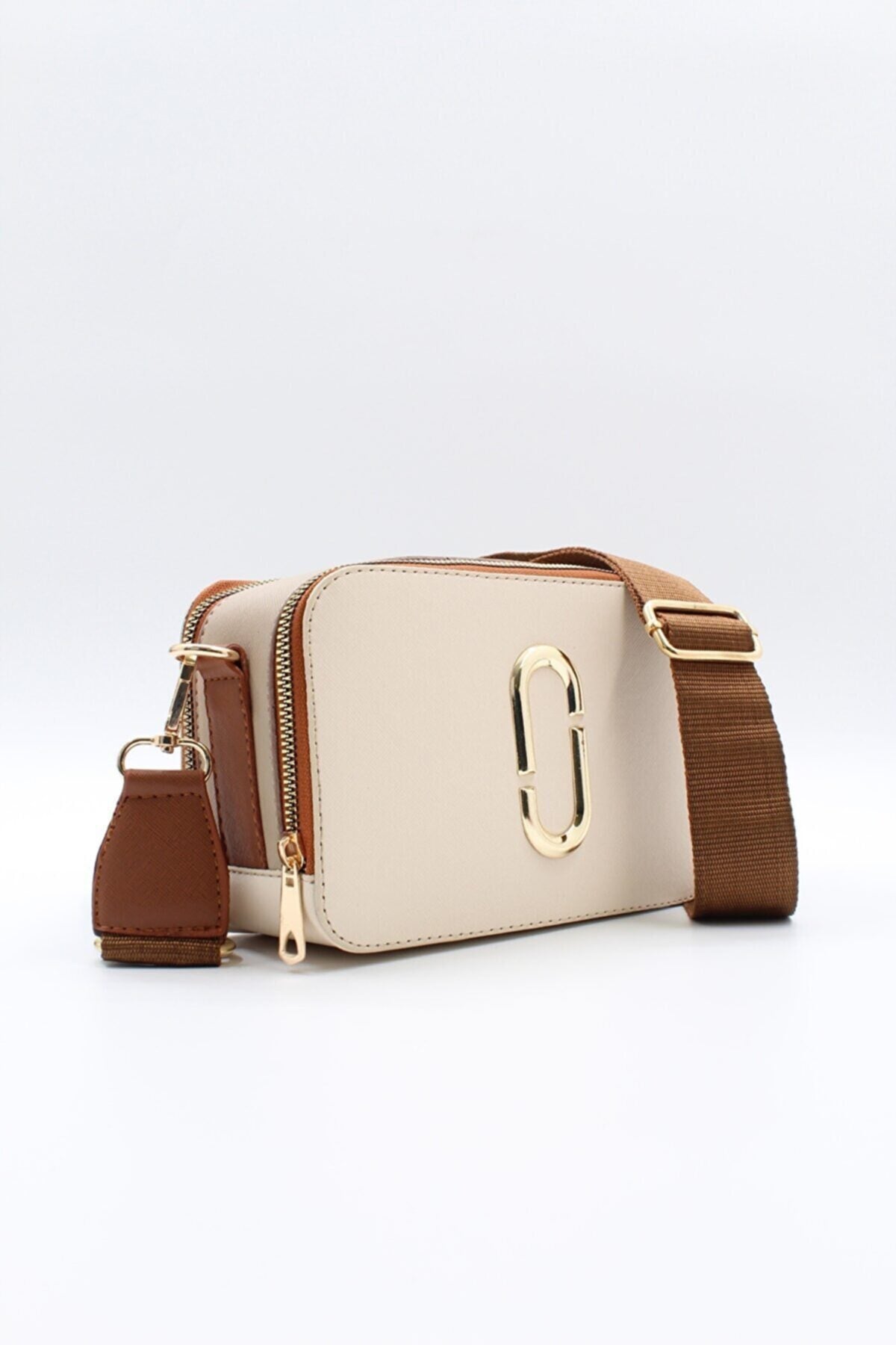 Women's Two Eyed Pocket Hand Shoulder Bag (cream-mink-tan)