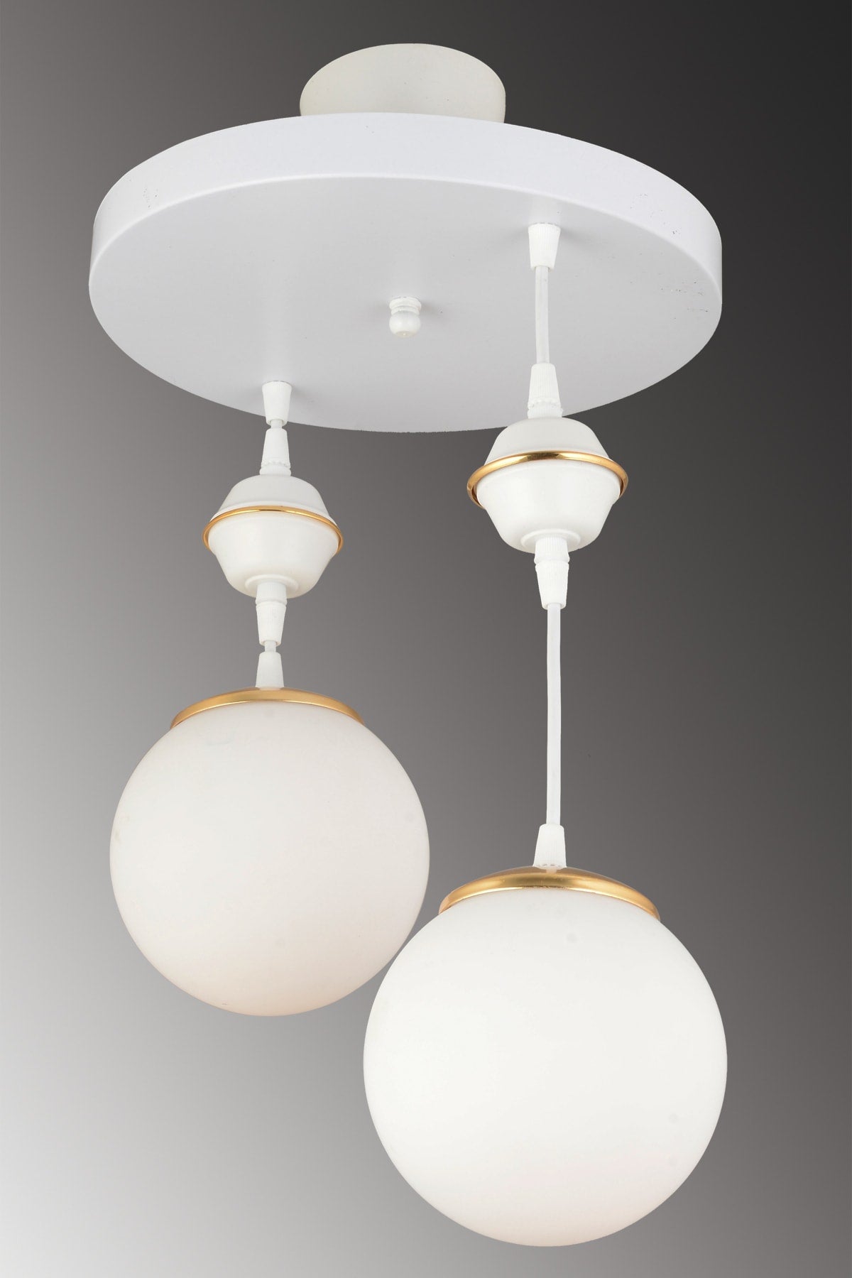 Pendant Lamp Tray White 2-Piece White Globe Glass Downward Facing Luxury Chandelier