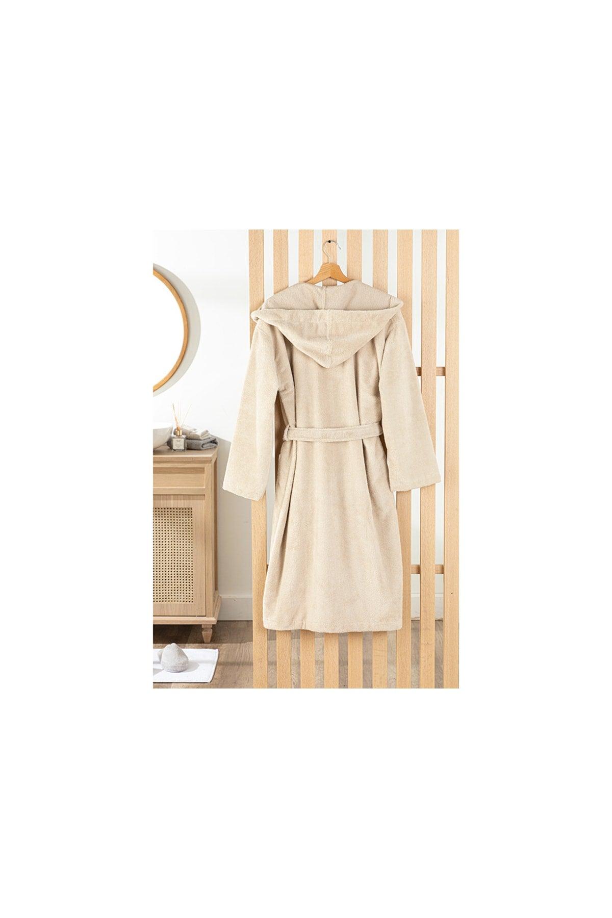 Softy Triga Cotton Hooded Bathrobe L-xl Beige - Swordslife