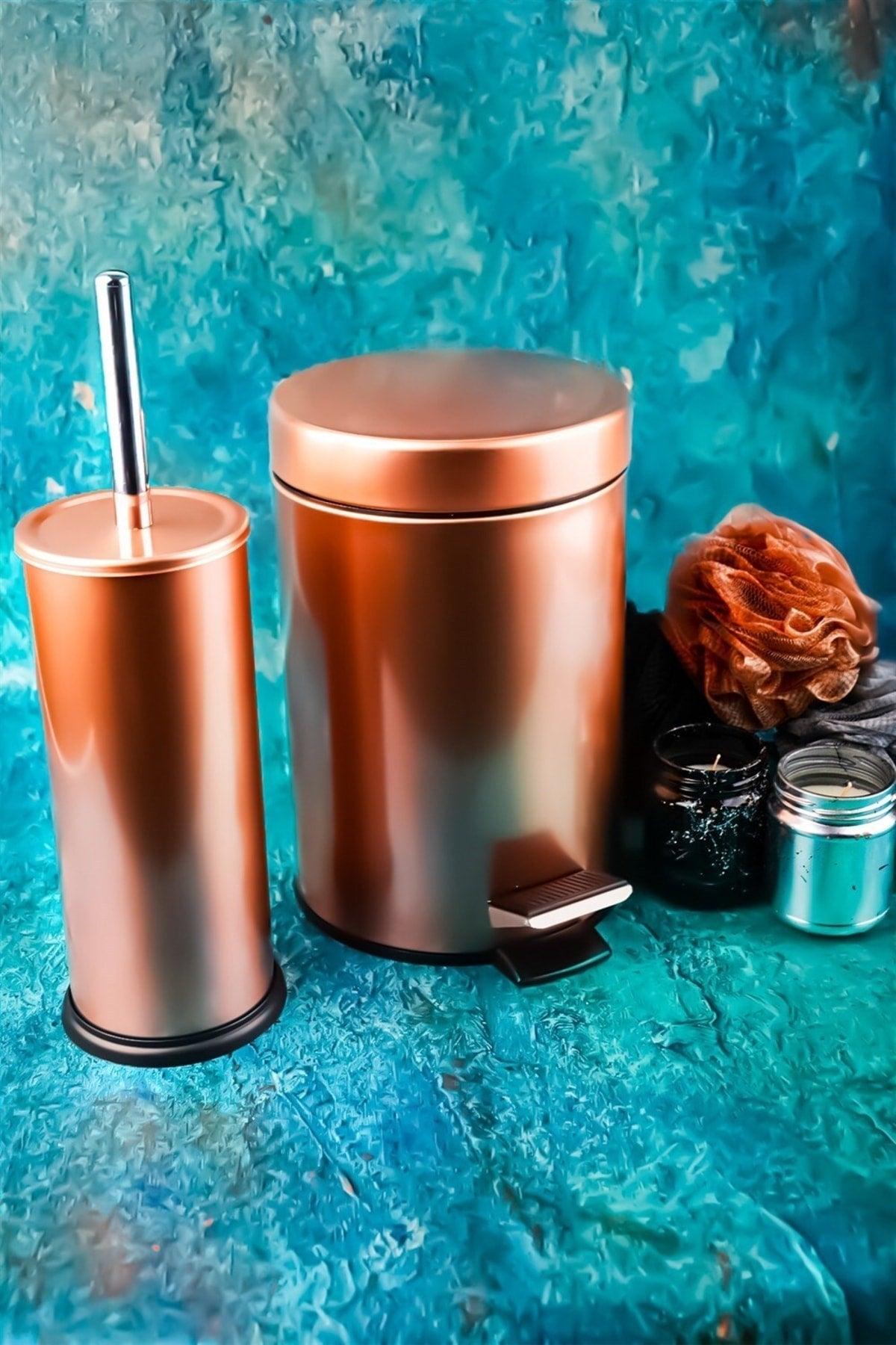 Pedal Dustbin Toilet Wc Brush Bathroom Dustbin 2 Liter Bathroom Set Copper 5 Liters - Swordslife