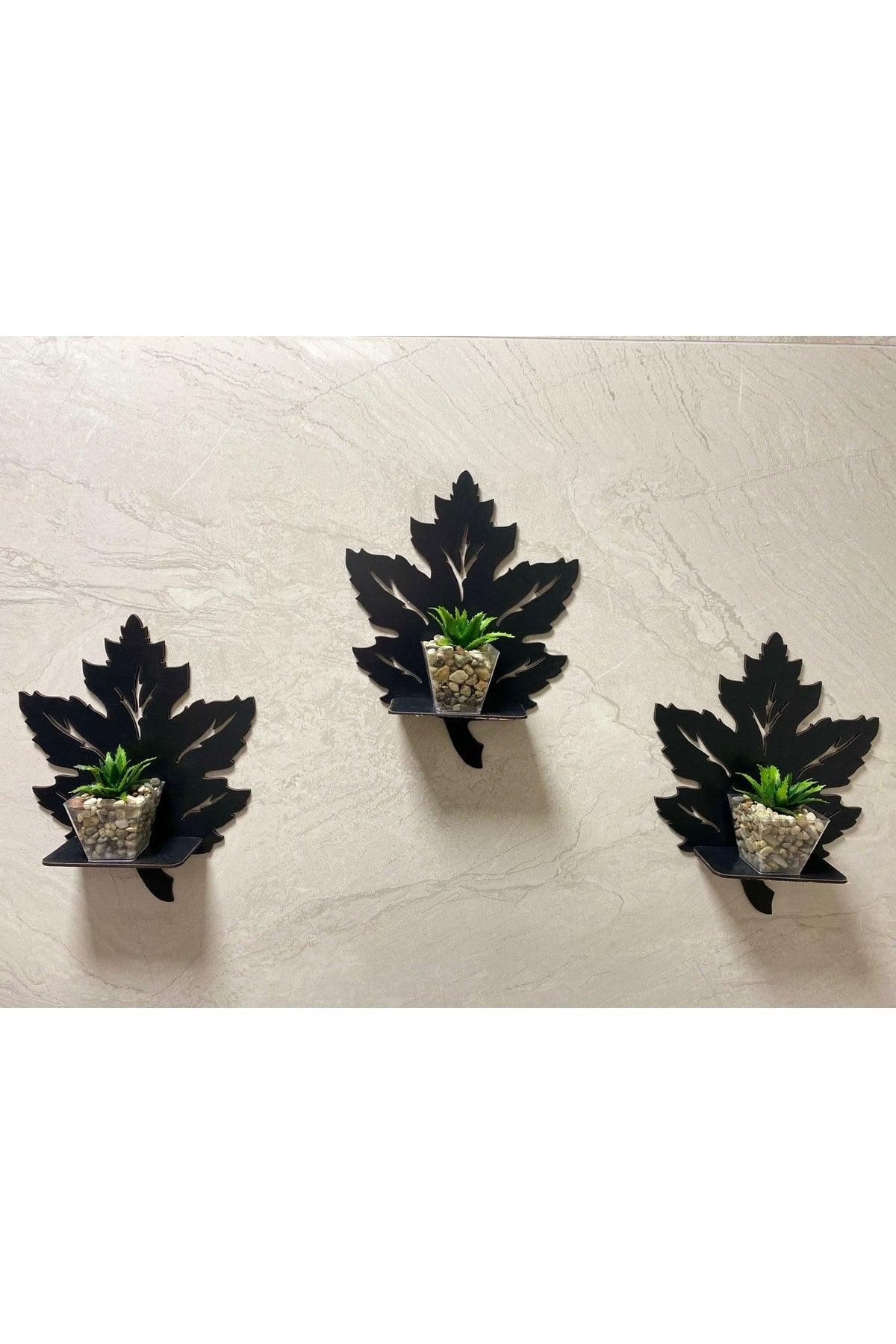 Wooden Black Leaf Shelf Set of 3 - Swordslife