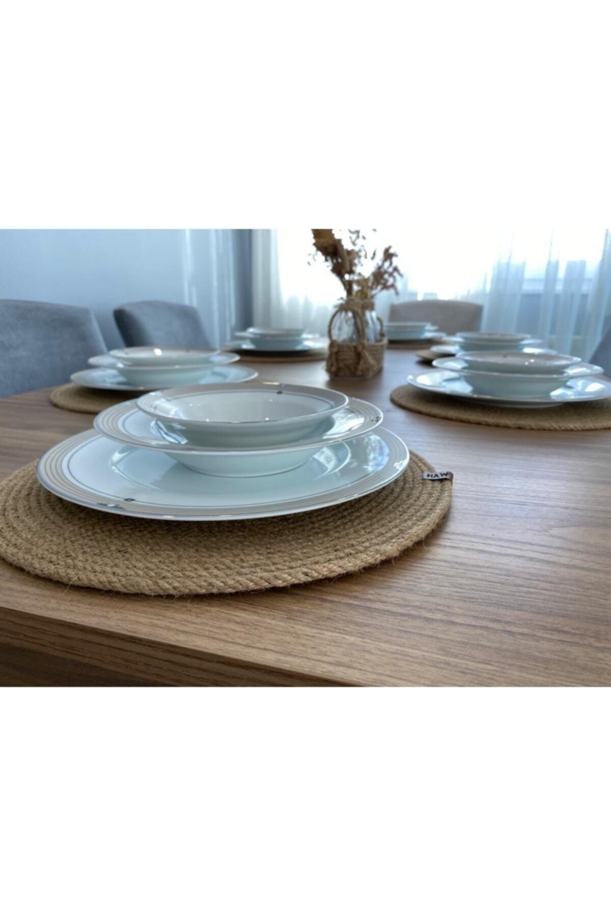 6 Pcs Placemat Runner Wicker Supplement Serving Dowry Set Knitted Bamboo Knitted Under Plate Fireproof - Swordslife