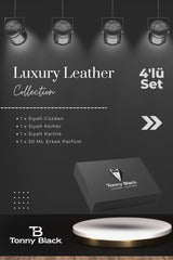 Original Men's Luxury Series Groom Gift Leather Belt Wallet Card Holder Perfume Set with 4 Gift Boxes