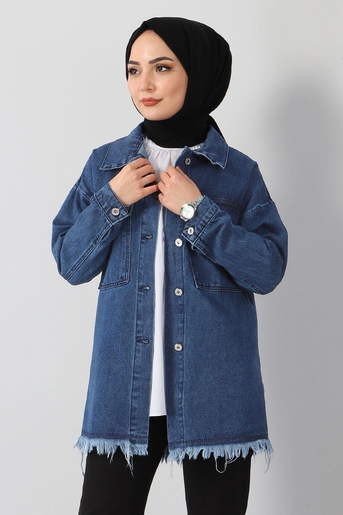 Tassel Detailed Denim Jacket Light Jeans 6011 - Swordslife