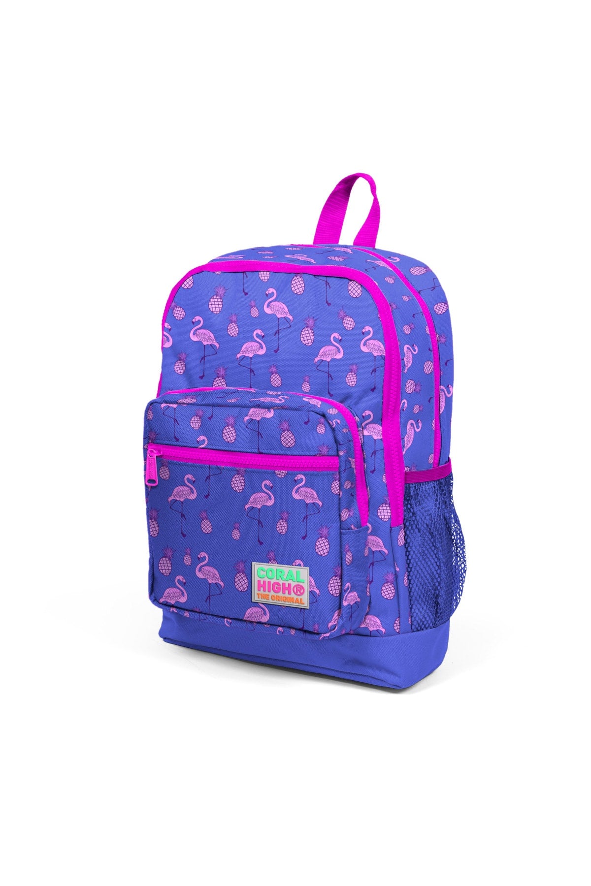 Kids Four Compartment Lavender Flamingo Patterned 3-Pack School Bag Set