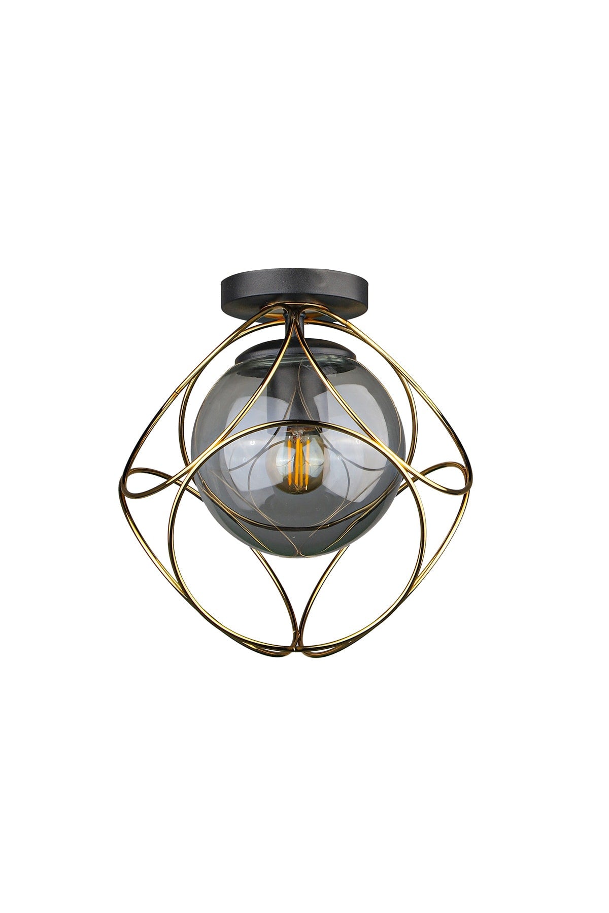 Suna Ceiling Mounting Single Chandelier Gold Smoked Glass