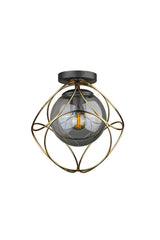 Suna Ceiling Mounting Single Chandelier Gold Smoked Glass