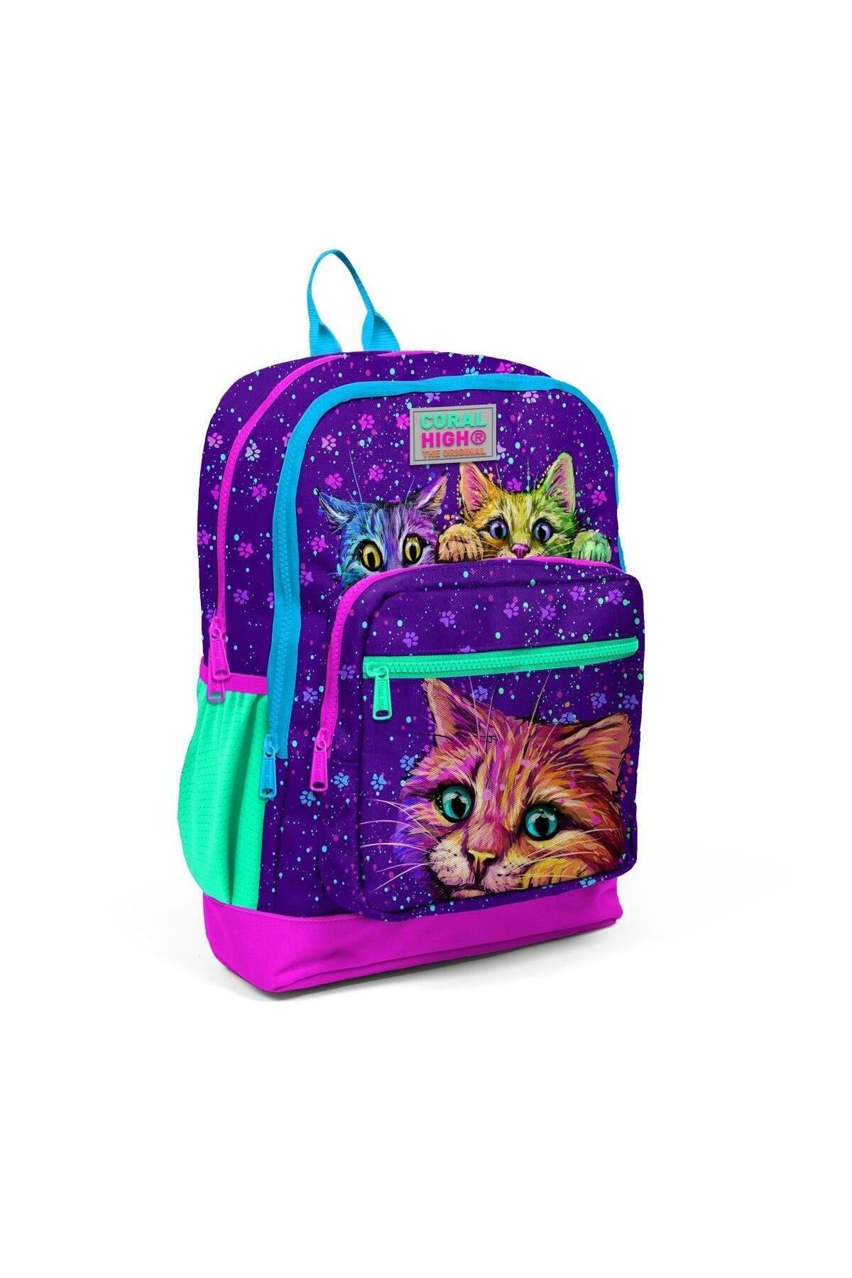 Kids Purple Pink Cat Patterned USB 3-Piece School Bag Set SET0123832