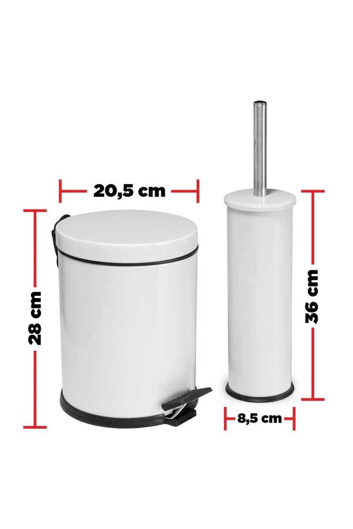 5 Lt Elite Series 2 Pcs Bathroom Set Stainless Color Pedal White Dustbin - Swordslife