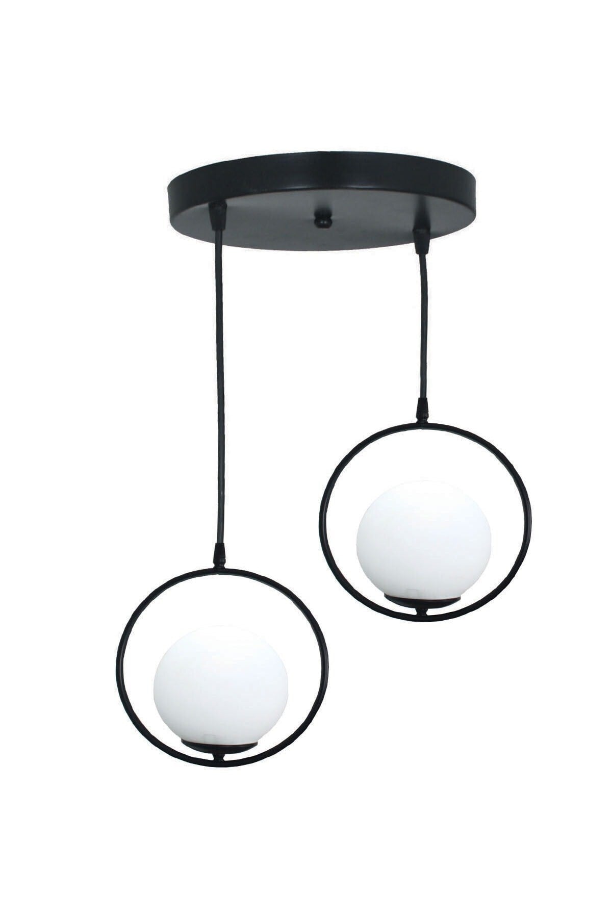 Lito 2 Black Tray Pendant Lamp Chandelier-glass