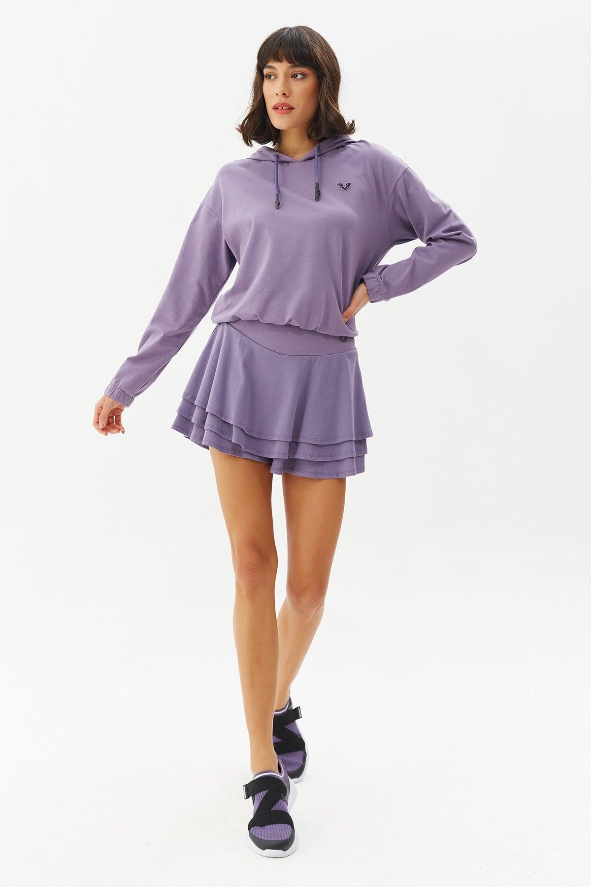 Women's Purple High Waist Sports And Casual Summer Solid Color Short Mini Skirt Cotton Shorts Tennis Skirt 0110 - Swordslife