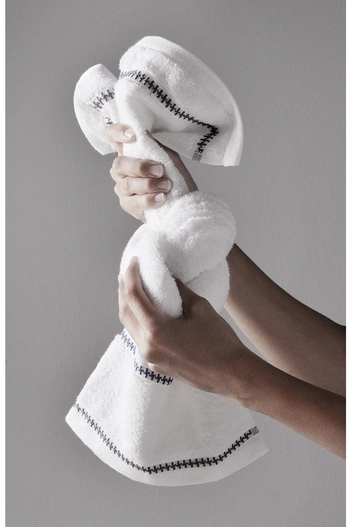 Profundo White - Extra Soft, Modern 100% Cotton 50 X 90 Cm Hand / Face Towel Set - Swordslife