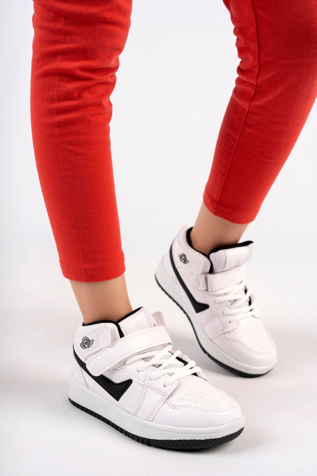 Kids White Black White Wrist Sneakers