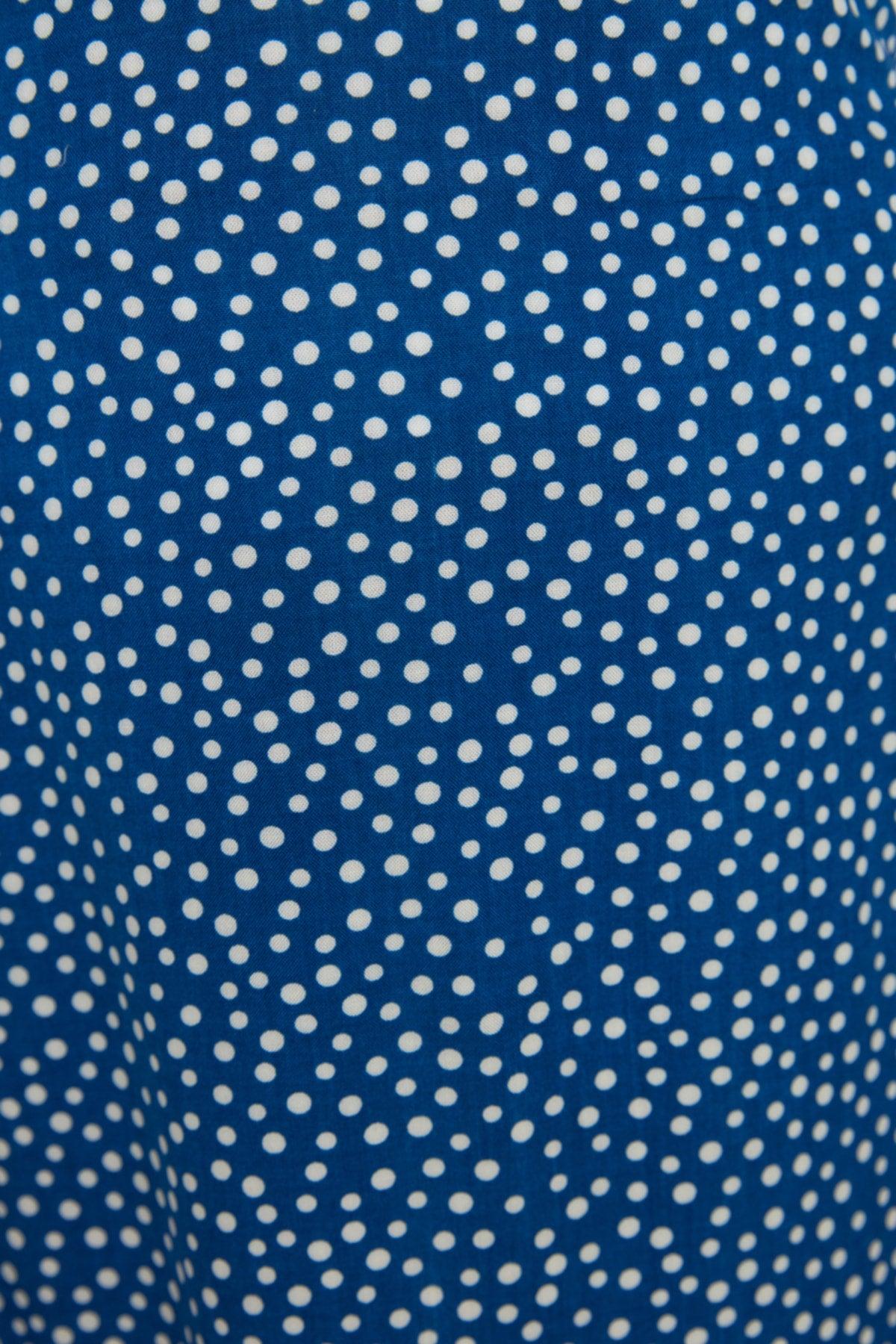 Indigo Polka Dot Patterned Bell Woven Skirt TCTSS22EE0006 - Swordslife