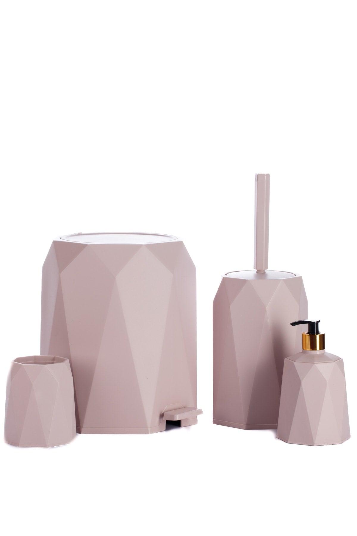 4 Pcs Bathroom Set Dustbin Toilet Brush Soap Dispenser Toothbrush Holder 4 Pcs - Swordslife