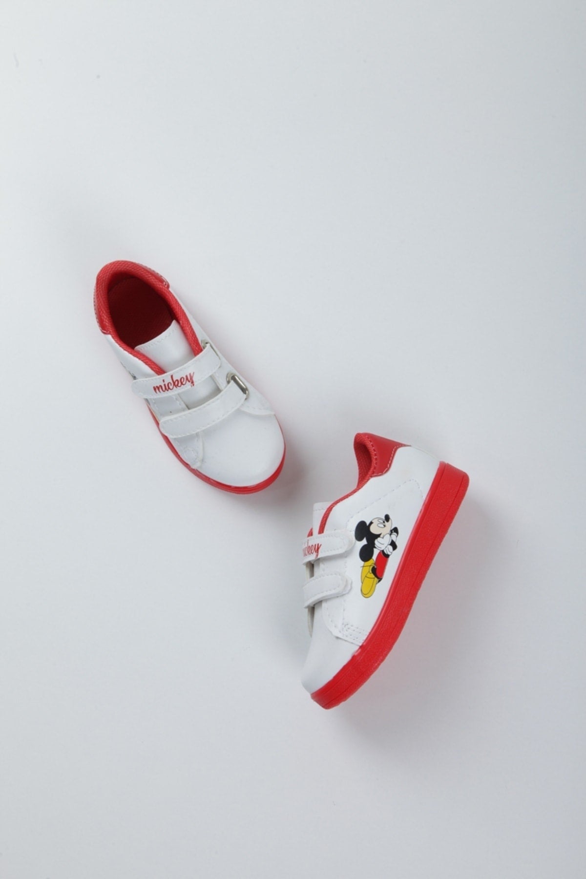 Unisex Kids White Red Velcro Casual Sneakers /red