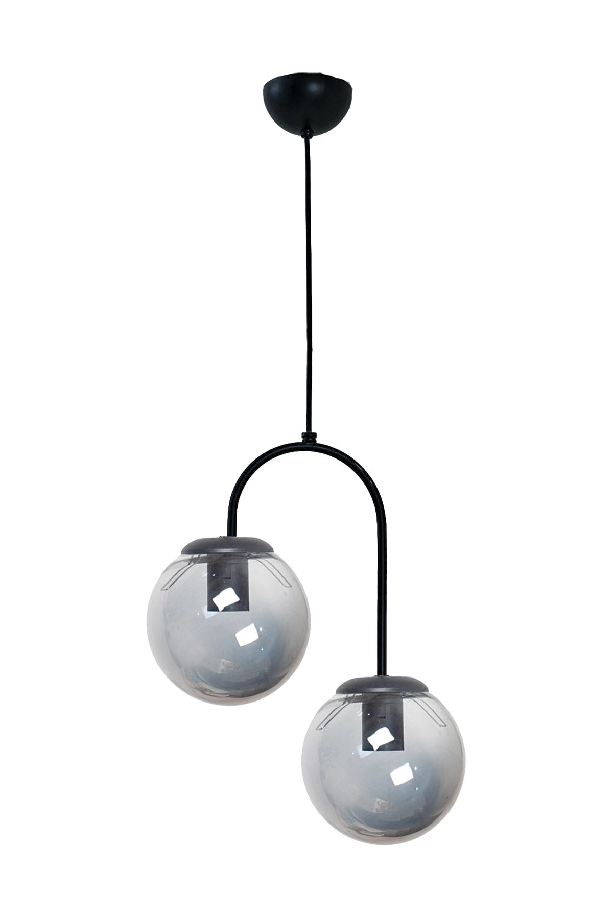 Janin Modern Pendant Lamp Black Color Body Smoked Glass Living Room - Kitchen - Bedroom 2 Piece Chandelier