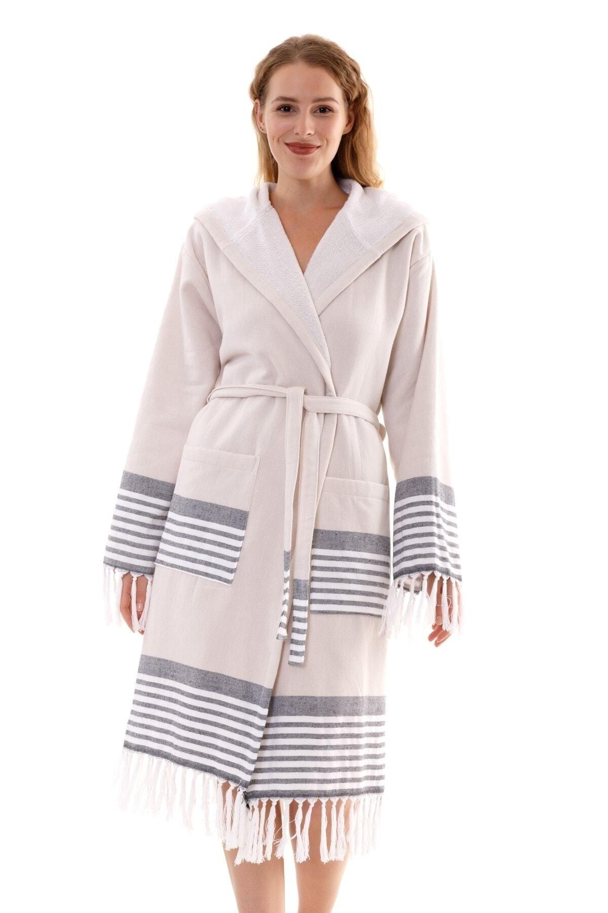 Cotton Hooded Unisex Beige Towel Loincloth Bathrobe | Large Size Bathrobe(SML-XL-2XL-3XL-4XL) - Swordslife