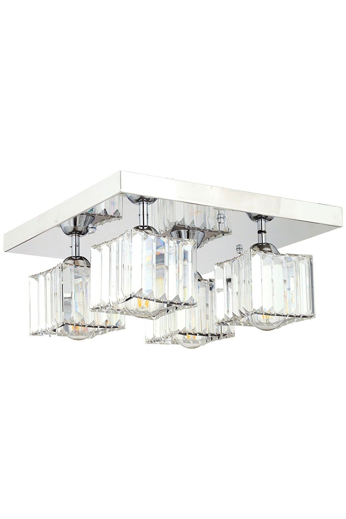 RİVİA 4-PIECE CHROME PLATED PLAFONIER STONE LIVING ROOM CHANDELIER