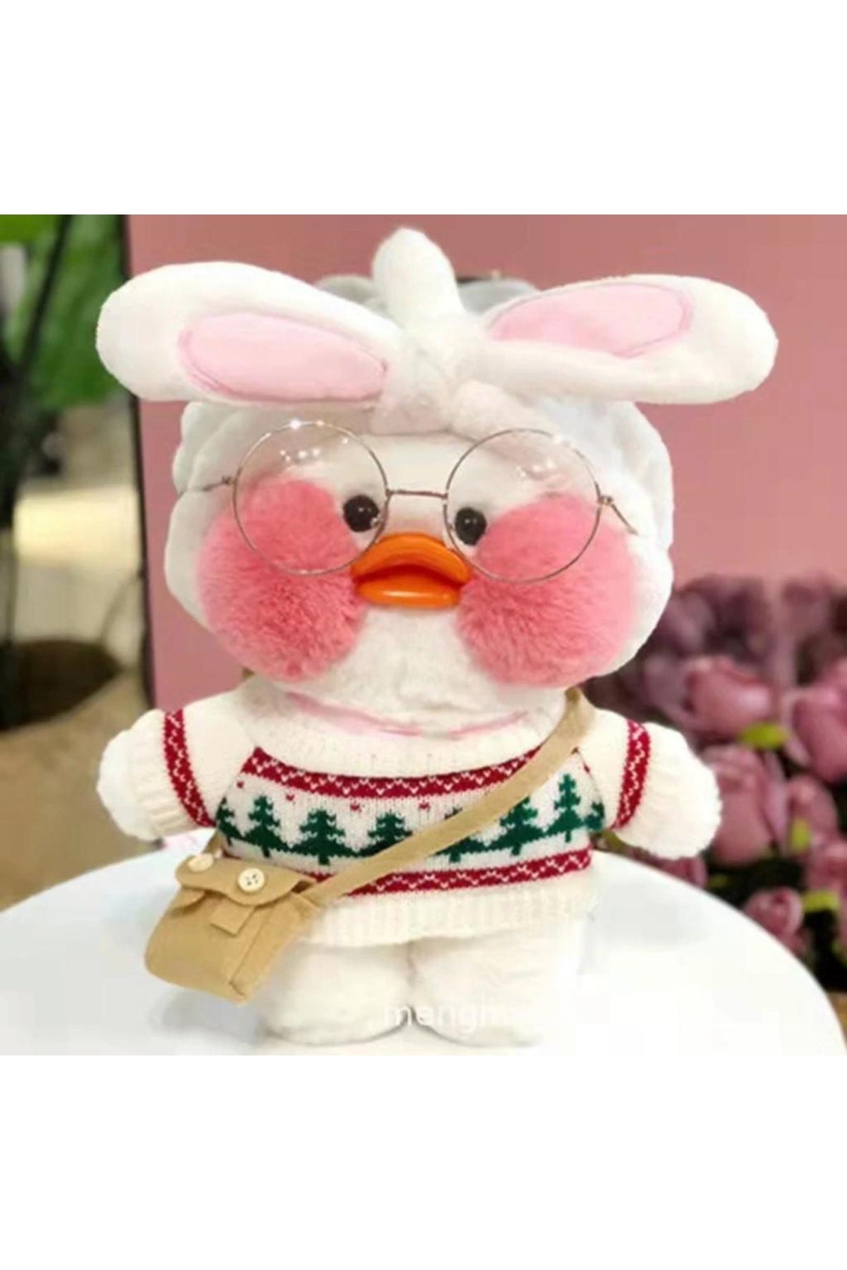 Gift Lalafanfan Duck With Glasses Bag Cute Duck Toy Plush Birthday Gift