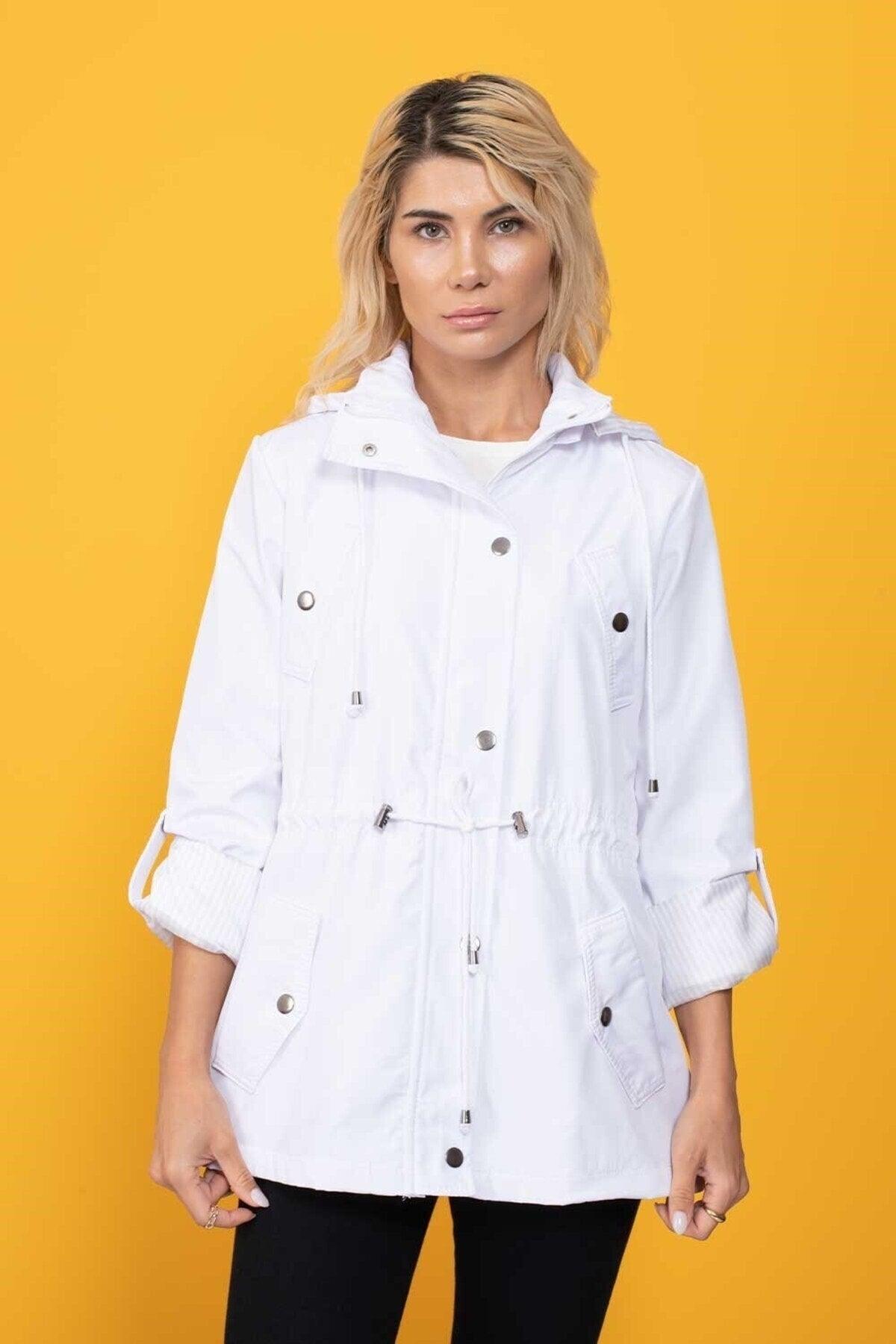 Women's White Hooded Seasonal Coat - Swordslife