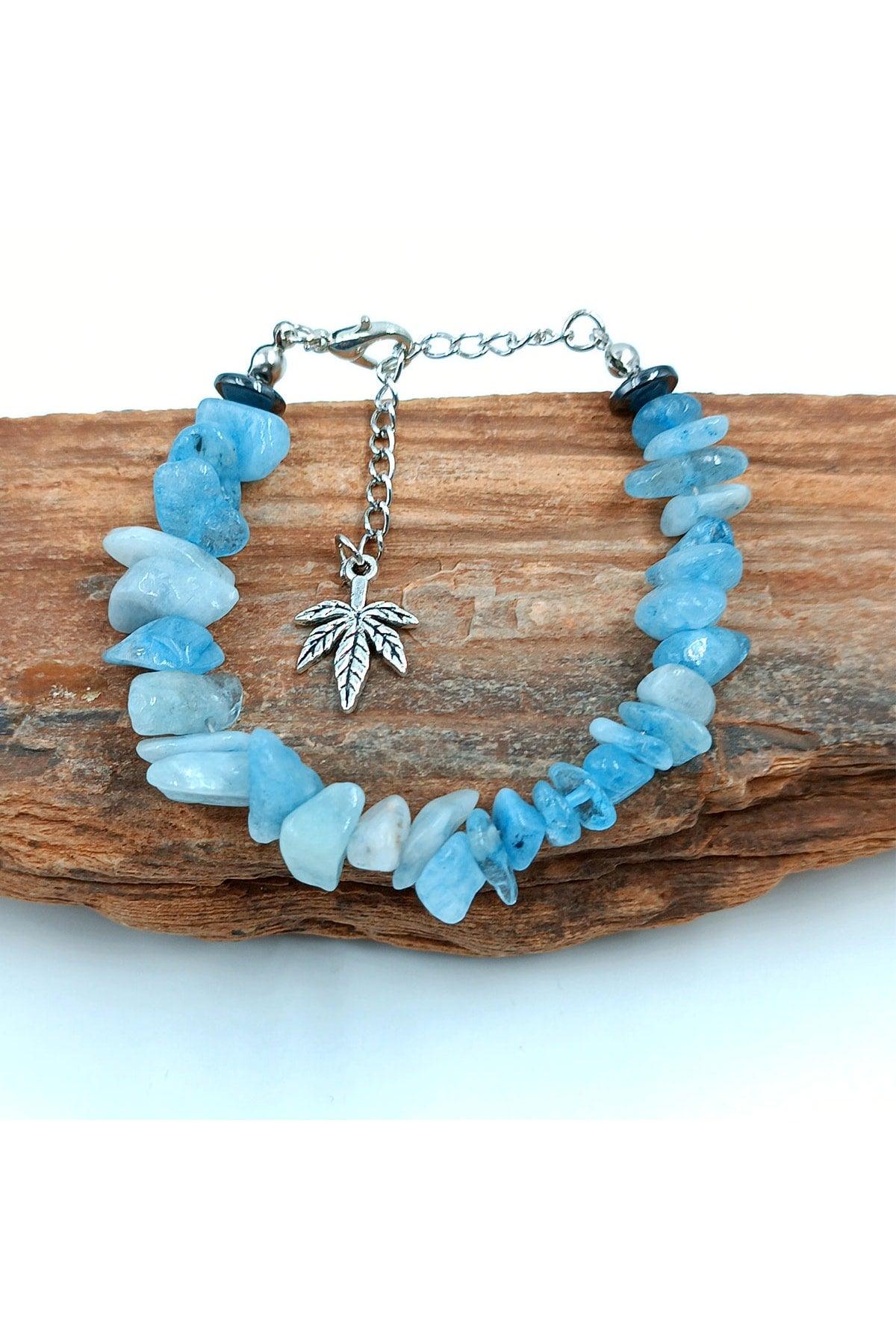 Natural Stone Aquamarine Broken Natural Stone Bracelet Women's Bracelet - Swordslife