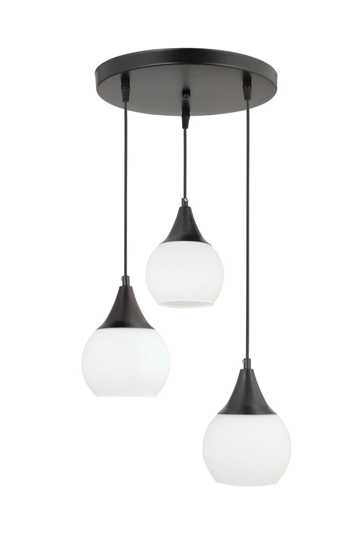 Sante 3-Piece Black and White Glass Modern Pendant Lamp Chandelier Living Room Kitchen Room Hallway Chandelier