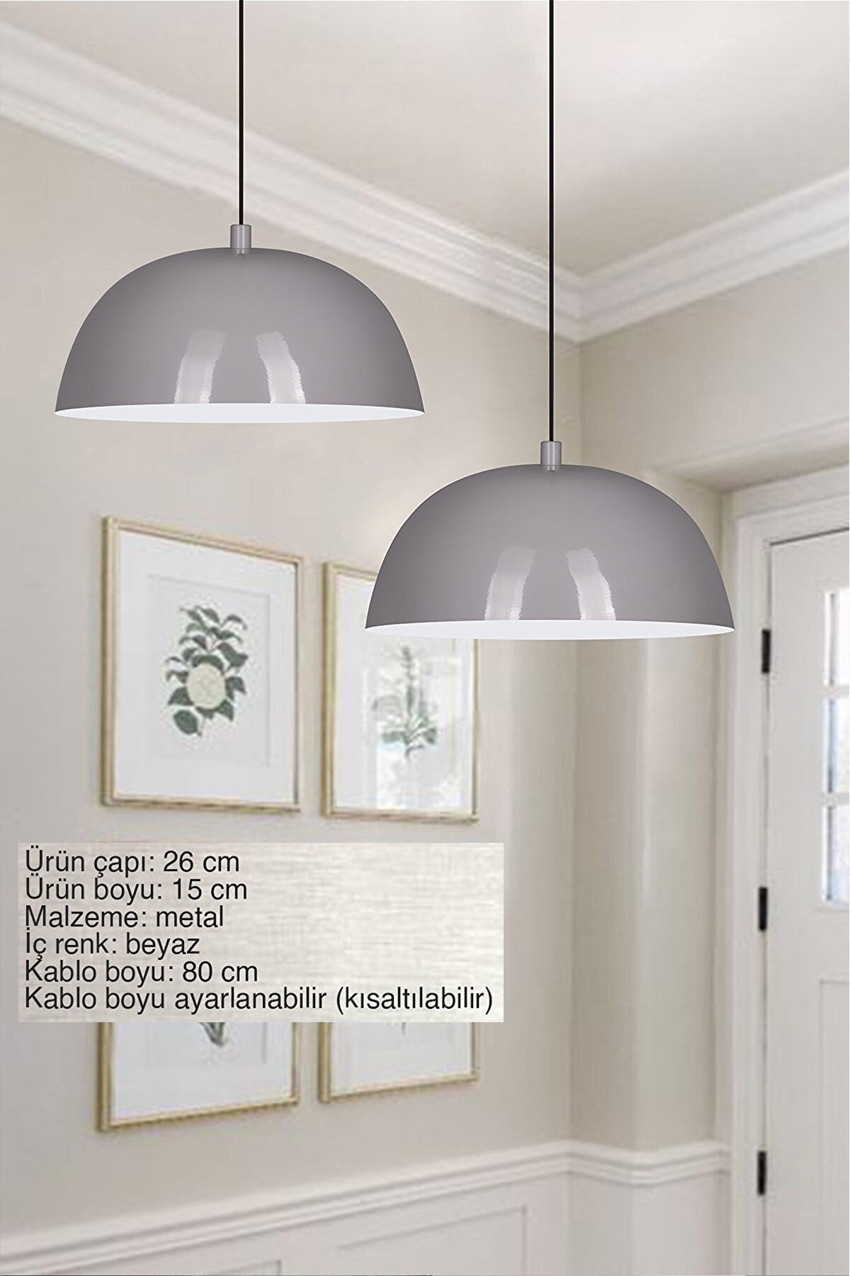 Lipeo Gray Chandelier Single Pendant Lamp Living Room Kitchen Hotel Cafe Lamp Lighting Hairdresser Shop Store