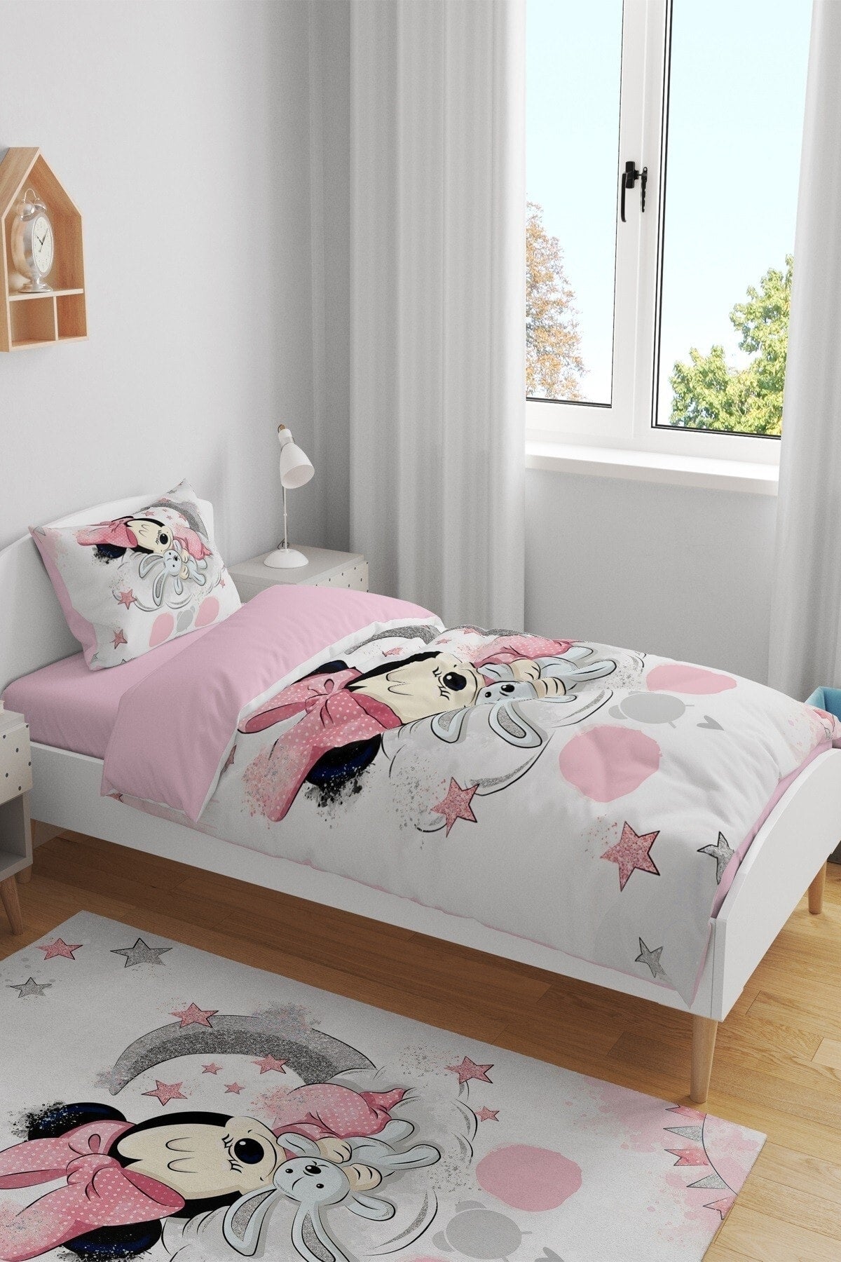 Sleeping Minnie Patterned Single Baby Child Duvet Cover Set