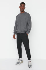 Black Men's Basic Regular/Normal Fit Rubber Leg Sweatpants TMNSS20EA0053