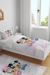 Cloudy Mickey And Minnie Patterned Single Baby Kids Duvet Cover Set
