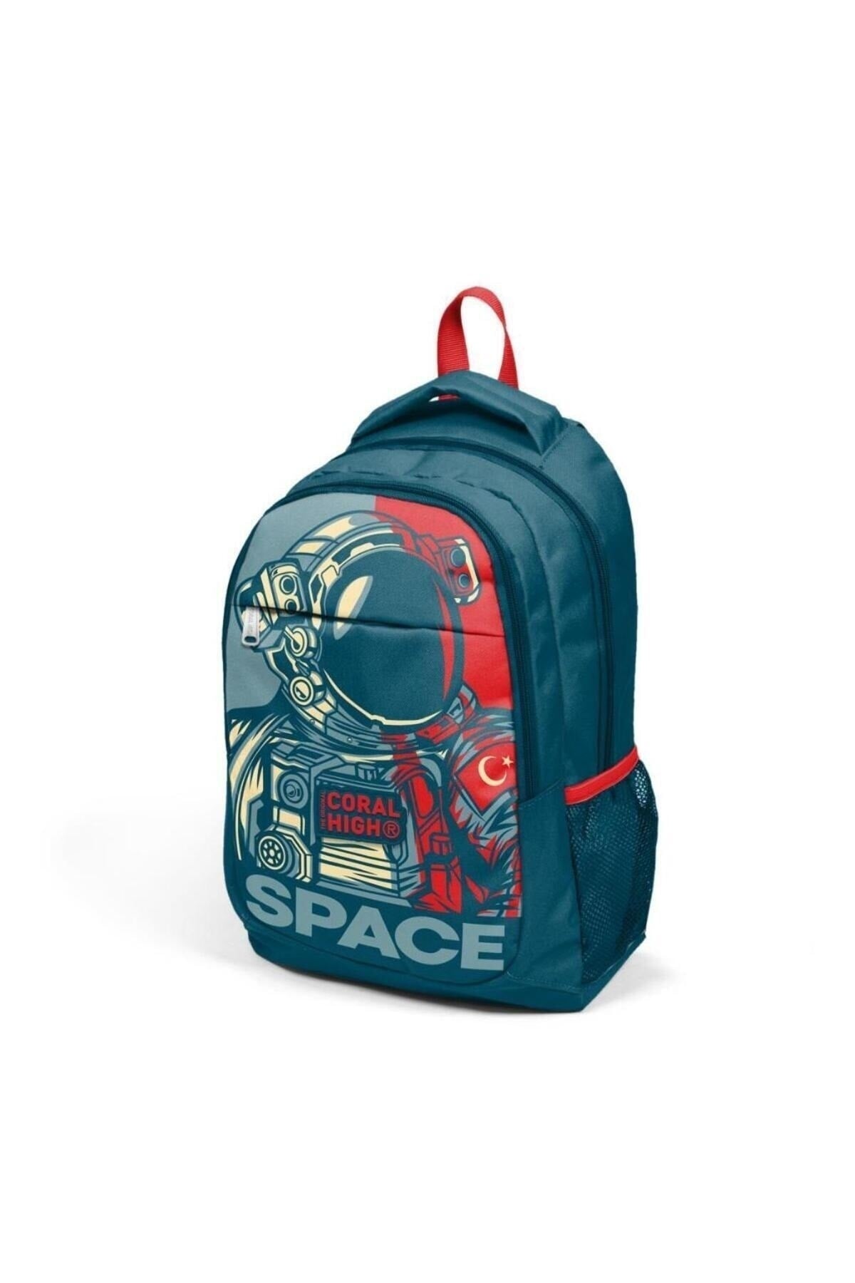 Red Astronaut Patterned 3-Piece School Bag Set GOSET0114389