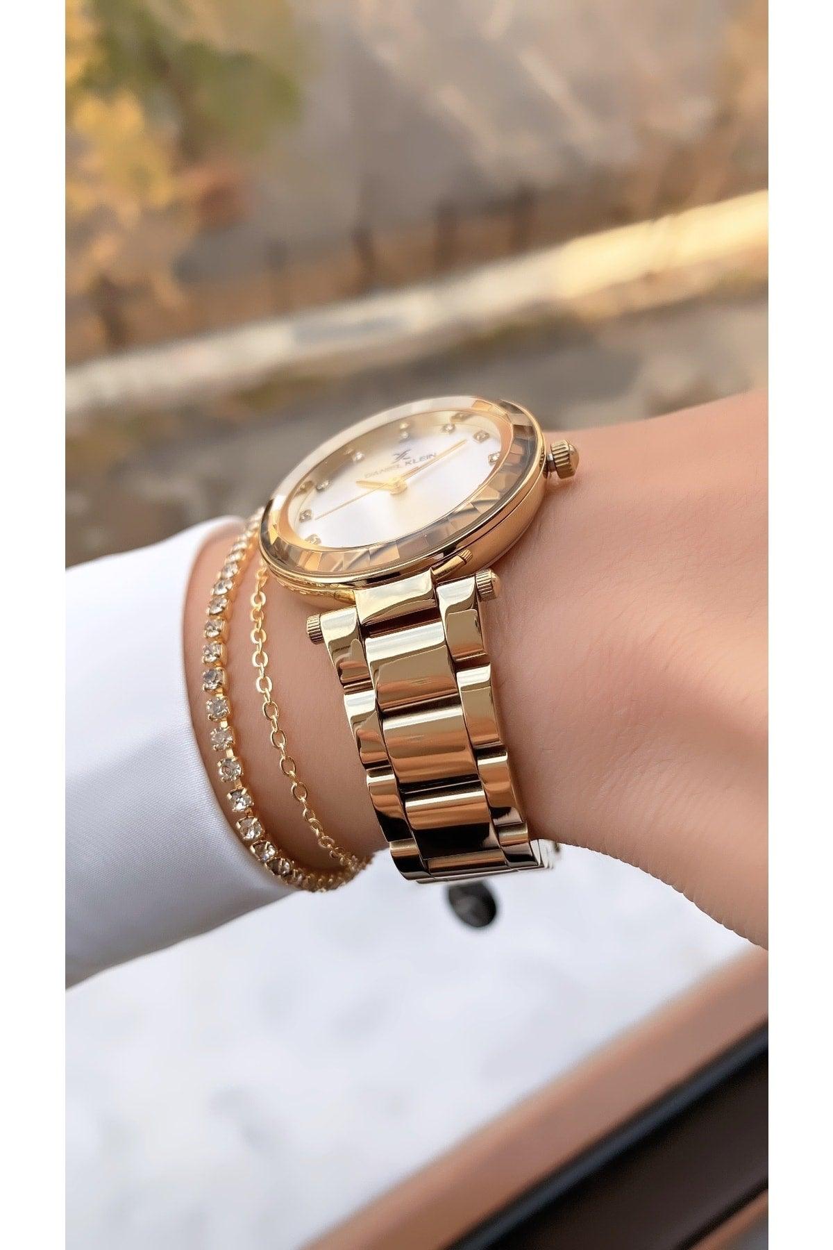 Women's Gold-yellow Color Steel Case + Gift Bracelet Wristwatch - Swordslife