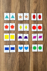 Wooden Geometric Shapes Brain Teaser Cards Matching Game Preschool Educational Material