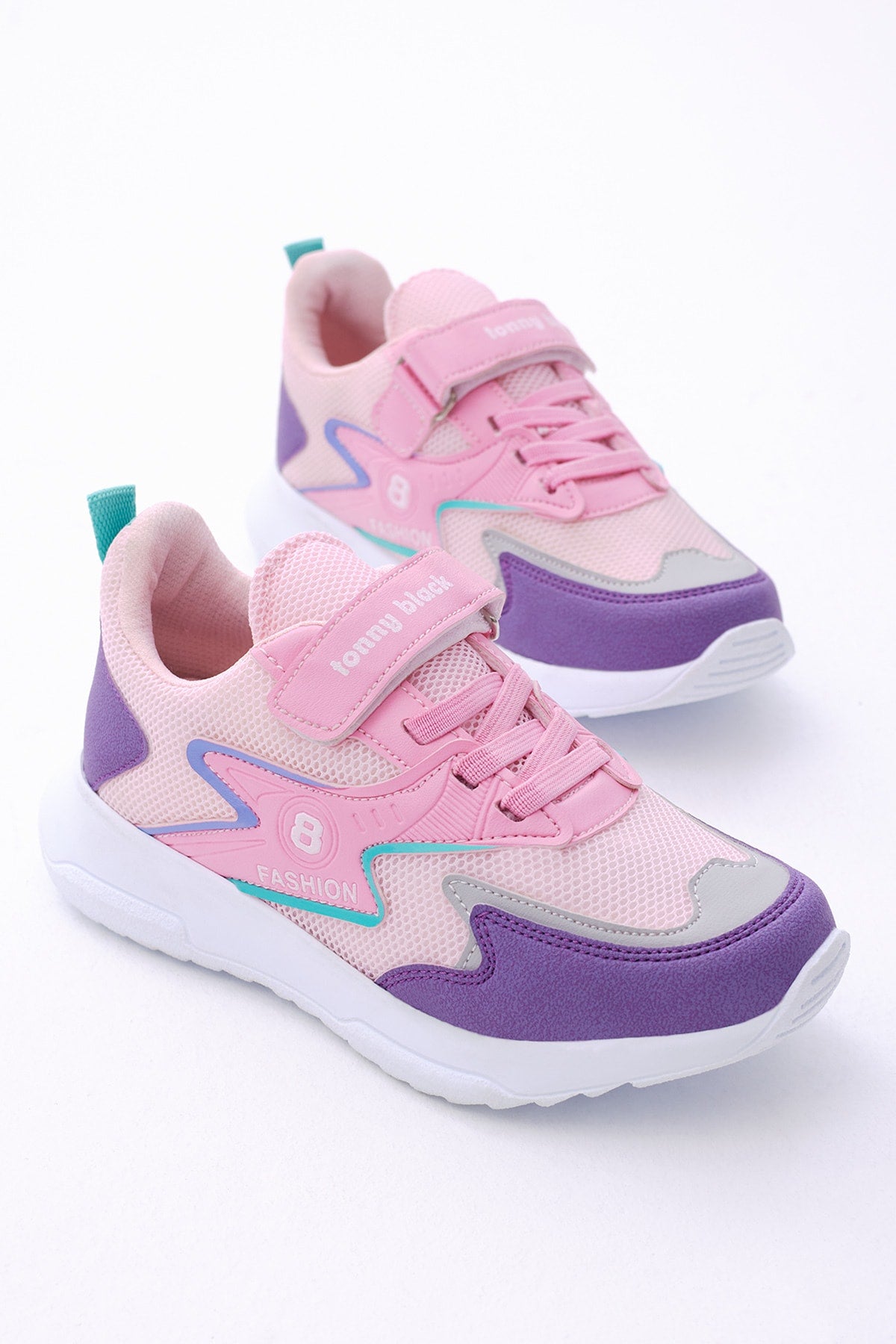 Children's Unisex Lilac Candy Comfortable Fit Rubber Laced Velcro Sneakers